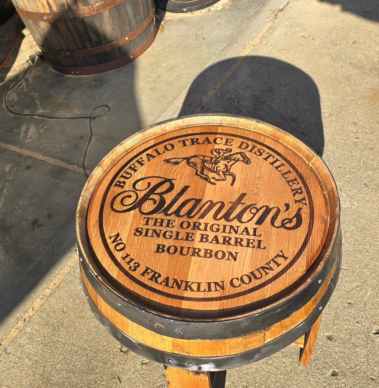 Custom engraved bourbon barrel head