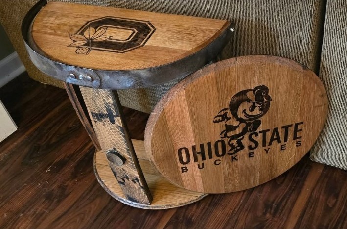 Ohio State barrel table and sign
